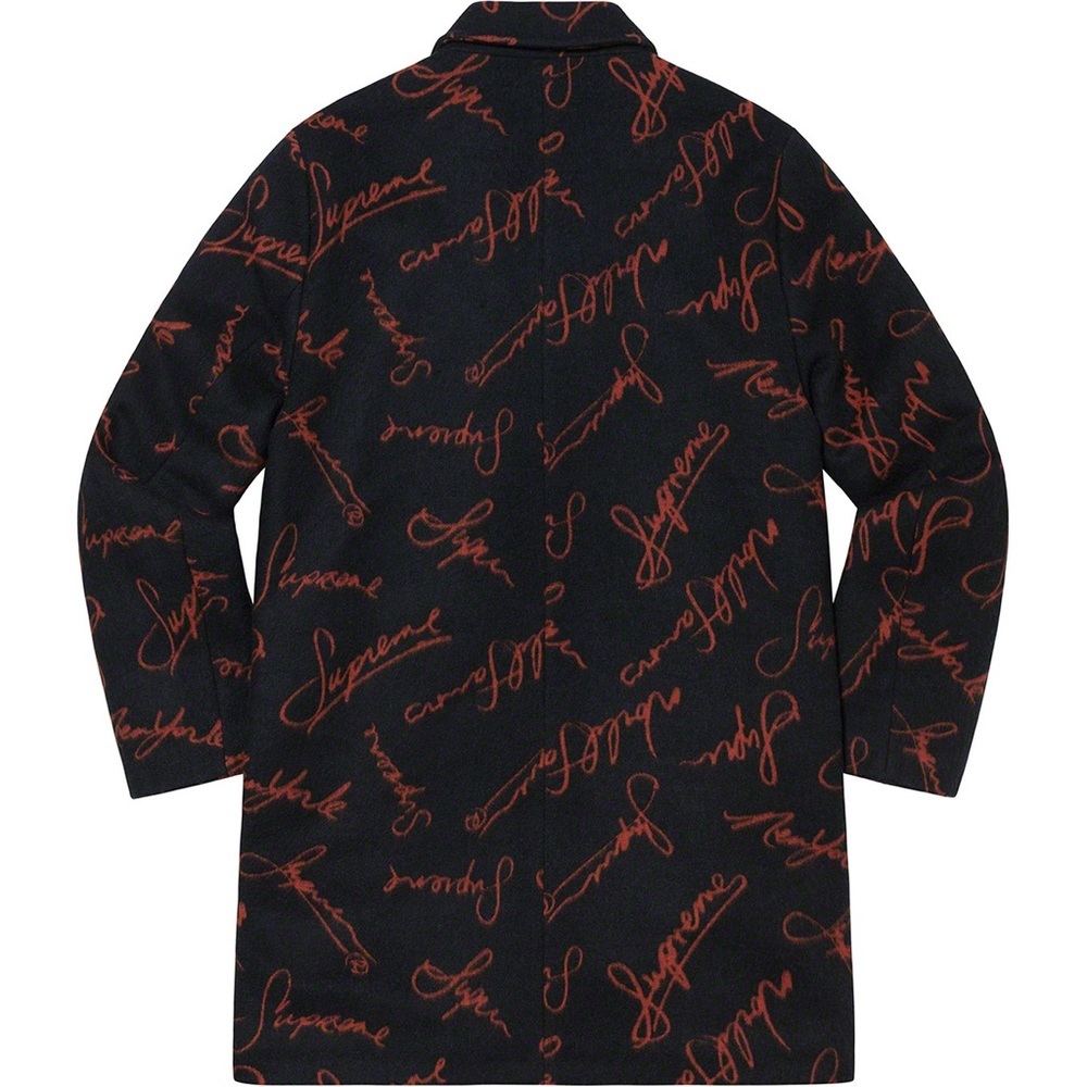 Supreme Script Logos Wool Overcoat - M - image 4